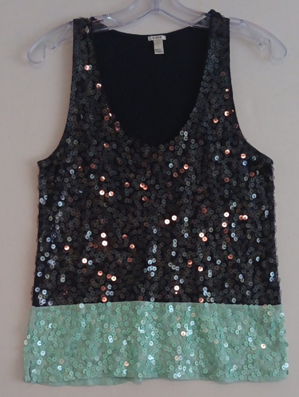 J. CREW BLUE & MINT SEQUIN TANK TOP